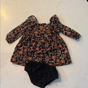 Carter's Black and Orange Floral Baby Dress with Bloomers